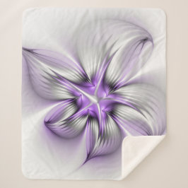 Flora Elegante Modernes Abstraktes Violett Fraktal Sherpadecke