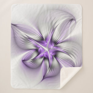 Flora Elegante Modernes Abstraktes Violett Fraktal Sherpadecke