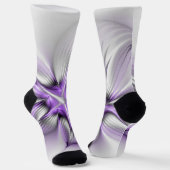 Flora Elegante Modernes Abstraktes Violett Fraktal Socken (Gewinkelt)