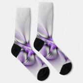 Flora Elegante Modernes Abstraktes Violett Fraktal Socken (Rechts)