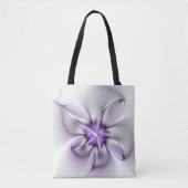 Flora Elegante Modernes Abstraktes Violett Fraktal Tasche (Vorderseite)