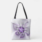 Flora Elegante Modernes Abstraktes Violett Fraktal Tasche (Rückseite)