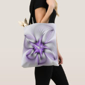 Flora Elegante Modernes Abstraktes Violett Fraktal Tasche (Von Nahem)