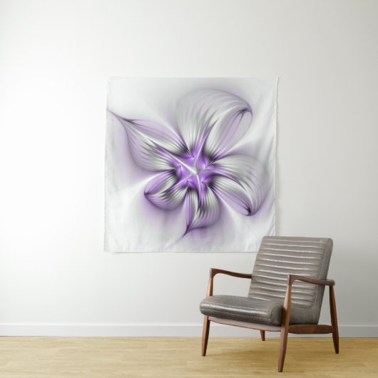Flora Elegante Modernes Abstraktes Violett Fraktal Wandteppich (Beispiel)