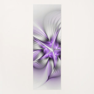 Flora Elegante Modernes Abstraktes Violett Fraktal Yogamatte