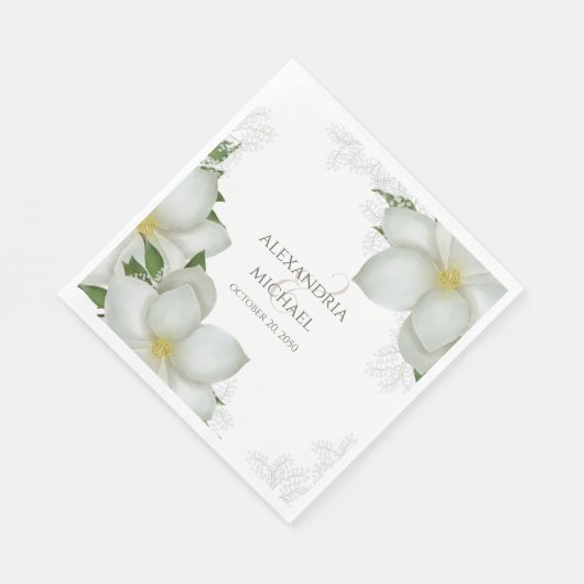 Flora Elegante Watercolor Blume Magnolia Serviette (Ecke)