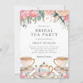 Flora Elegantes Tee Party Bridal Dusche Einladung (Vorderseite)