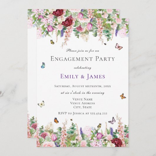 Flora-Engagement-Partei Einladung (Vorne/Hinten)