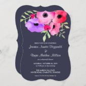 Flora-Engagement-Partei Navy Blue Einladung (Vorne/Hinten)