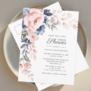 Flora-farbenes Script Rosa Brautparty Einladungspostkarte