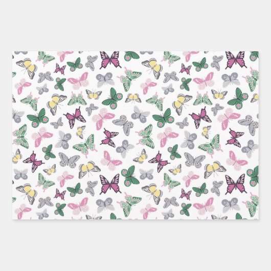 Flora-Fauna-Schmetterlingsgarten Muster Geschenkpapier Set (Vorderseite 3)