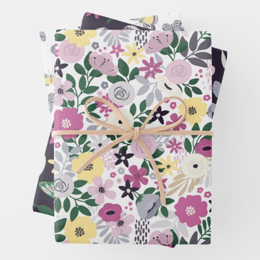 Flora-Fauna-Schmetterlingsgarten Muster Geschenkpapier Set (Beispiel)