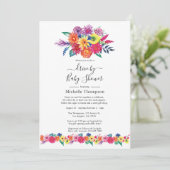 Flora-Fiesta-Laufwerk Wasserfarben durch Dusche Einladung (Stehend Vorderseite)