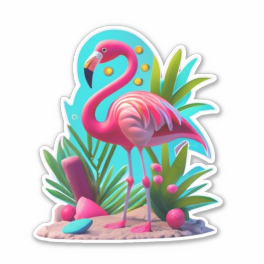 Flora Flamingo Classic Round Sticker (Vorderseite)