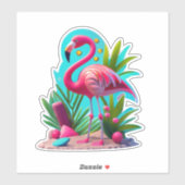 Flora Flamingo Classic Round Sticker (Blatt)