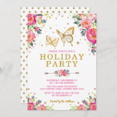 Flora-Flora-Gold-Schmetterling-Party Einladung (Vorne/Hinten)