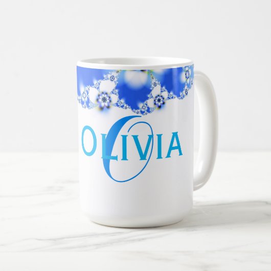 Flora-Fraktal-abstrakter Namenstext Kaffeetasse (VorderseiteRechts)