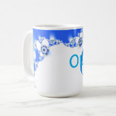 Flora-Fraktal-abstrakter Namenstext Kaffeetasse (Vorderseite Links)