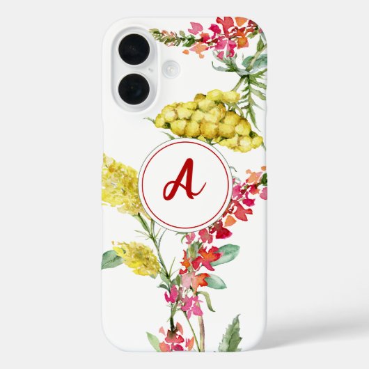 Flora-gelbe Wildblume Monogramm Case-Mate iPhone Hülle (Rückseite)