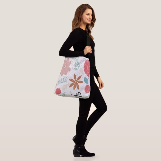 Flora Gemusterte Ganzkörpertasche Tragetaschen Mit Langen Trägern (Am Model)