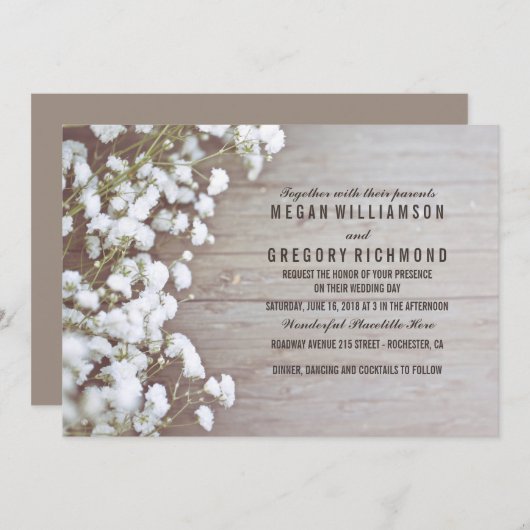 Flora-Gipskraut Rustikale Sommerferien Einfache Ho Einladung (Vorne/Hinten)