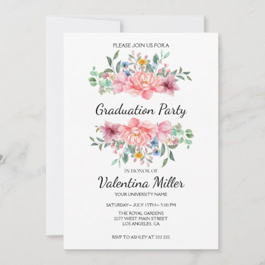 Flora-Girly Einladung (Vorderseite)