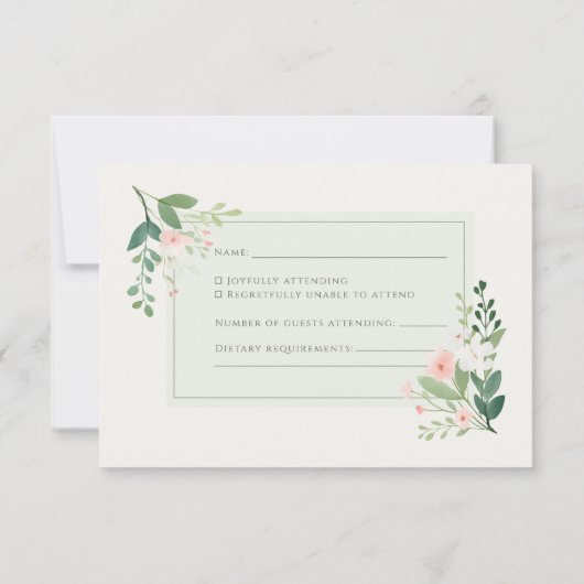 Flora-grüne UAWG-Antwortkarte für Aquarellfarben Einladung (Rückseite)