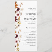 Flora Hochzeitsprogramm für Burgund Boho Fall Programm (Vorderseite)