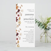 Flora Hochzeitsprogramm für Burgund Boho Fall Programm (Stehend Vorderseite)