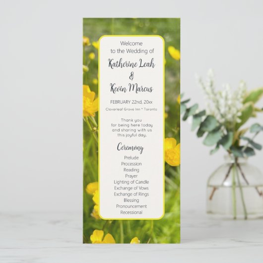 Flora-Hochzeitsprogramm für hellgelbe Flora Programm (Stehend Vorderseite)