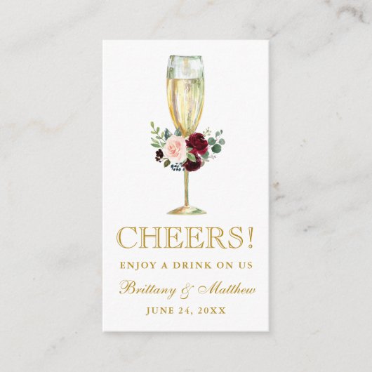 Flora-Hochzeitsticket für Wasserfarben Begleitkarte (Vorderseite)