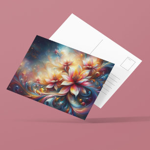 Flora in bunter AI-Fantasy Postkarte