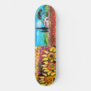 FLORA IN DER Toskana, rot-gelb-rosa Skateboard