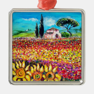 FLORA IN DER TUSKANA / Felder, Klatschmohn und Son Silbernes Ornament