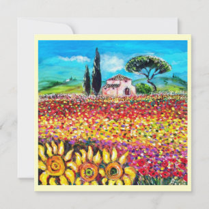 FLORA IN DER TUSKANA / Felder, Mohn und Sonnenblum Einladung