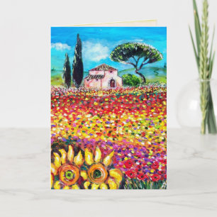 FLORA IN DER TUSKANA Mohn und Sonnenblumen Karte