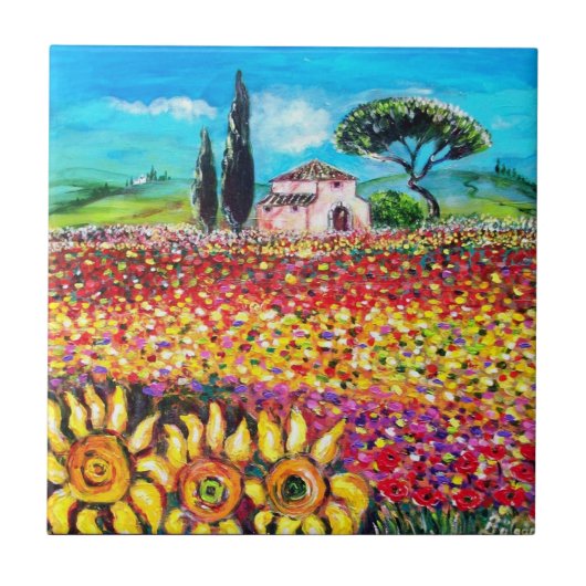 FLORA IN DER TUSKANIE/ Felder, Pfeffer und Sonnenb Fliese (Vorderseite)