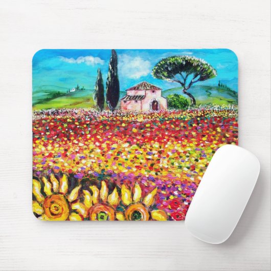 FLORA IN DER TUSKANIE/ Felder, Pfeffer und Sonnenb Mousepad (Mit Mouse)