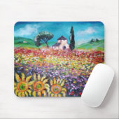 FLORA IN DER TUSKANIE/ Felder, Pfeffer und Sonnenb Mousepad (Mit Mouse)