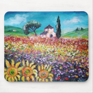 FLORA IN DER TUSKANIE/ Felder, Pfeffer und Sonnenb Mousepad