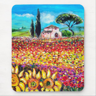 FLORA IN DER TUSKANIE/ Felder, Pfeffer und Sonnenb Mousepad