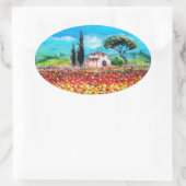 FLORA IN DER TUSKANIE/ Felder, Pfeffer und Sonnenb Ovaler Aufkleber (Tasche)