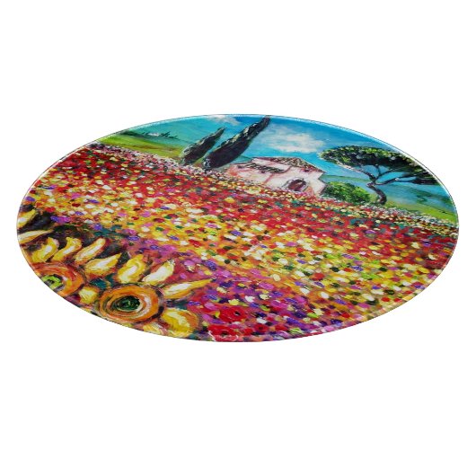 FLORA IN DER TUSKANIE/ Felder, Pfeffer und Sonnenb Schneidebrett (Ecke)