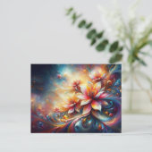 Flora in farbenfroher Atmosphäre Fantasie Postkarte (Stehend Vorderseite)