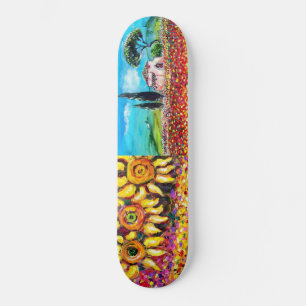 FLORA IN TUSKANIEN, rot-gelbes Rosa Skateboard