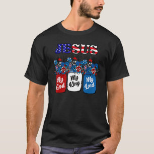 Flora Jesus Mein Gott Mein König Mein Herr Rot Bla T-Shirt