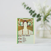 FLORA/LADY MIT WEISSEN ROSEN MONOGRAM Gold Visitenkarte (Stehend Vorderseite)