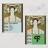 FLORA/LADY MIT WEISSEN ROSEN MONOGRAM VISITENKARTE (Vorne/Hinten)