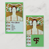 FLORA/LADY MIT WEISSEN ROSEN MONOGRAM VISITENKARTE (Vorne/Hinten)