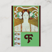 FLORA/LADY MIT WEISSEN ROSEN MONOGRAM VISITENKARTE (Rückseite)